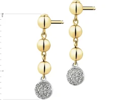 Sale Apart Kolczyki z żółtego złota z diamentami -  kulki - 0,09 ct - próba 375