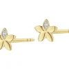 Online Apart Kolczyki z żółtego złota z diamentami - kwiaty - 0,008 ct - próba 375