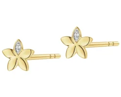 Online Apart Kolczyki z żółtego złota z diamentami - kwiaty - 0,008 ct - próba 375