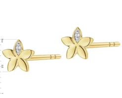 Online Apart Kolczyki z żółtego złota z diamentami - kwiaty - 0,008 ct - próba 375