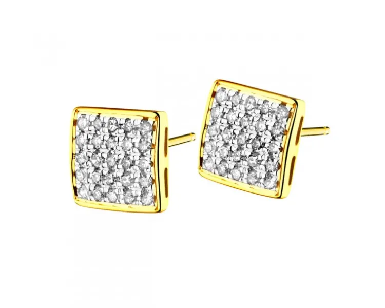 Apart Kolczyki z żółtego złota z diamentami - kwadraty - 0,15 ct - próba 585< Kolczyki Z Diamentami