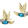Clearance Apart Kolczyki z żółtego złota z diamentami i topazami London Blue - kolibry - próba 375