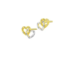 Apart Kolczyki z żółtego złota z diamentami - serca - 0,06 ct - próba 375< Kolczyki Z Diamentami