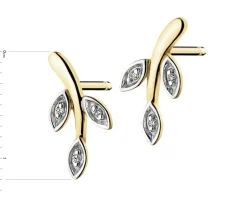 Apart Kolczyki z żółtego złota z diamentami - liście - 0,01 ct - próba 375< Kolczyki Z Diamentami
