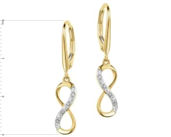 Clearance Apart Kolczyki z żółtego złota z diamentami - nieskończoność - 0,03 ct - próba 375