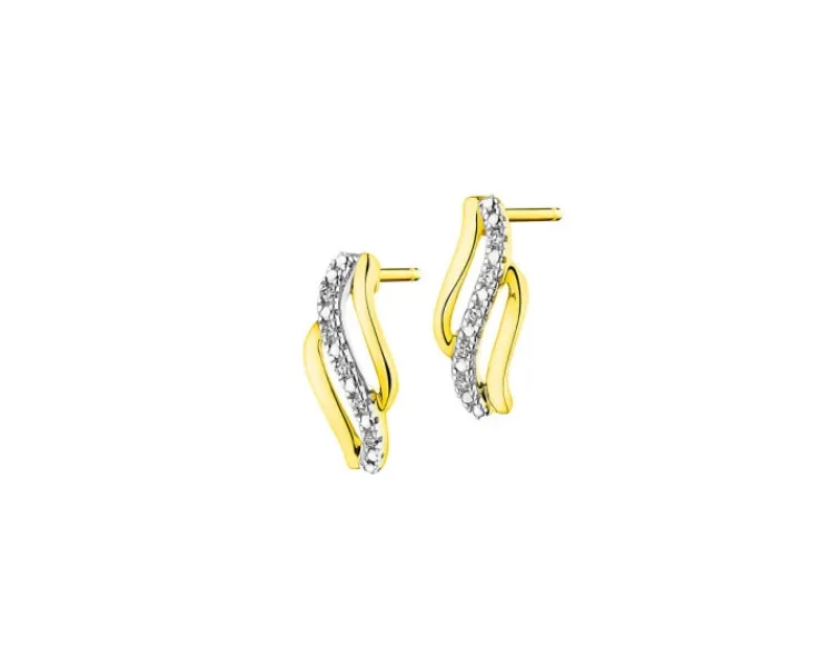 Outlet Apart Kolczyki z żółtego złota z diamentami - 0,02 ct - próba 585