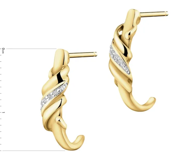 Clearance Apart Kolczyki z żółtego złota z diamentami - 0,02 ct - próba 375