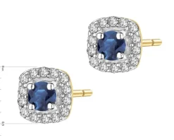 Clearance Apart Kolczyki z żółtego złota z diamentami i szafirami - próba 585