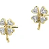 Hot Apart Kolczyki z żółtego złota z diamentami - koniczyny - 0,02 ct - próba 375