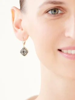 Best Apart Kolczyki z żółtego złota z diamentami i onyksami - próba 375