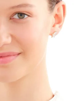 Hot Apart Kolczyki z żółtego złota z diamentami i masą perłową - motyle - próba 585
