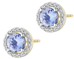 Online Apart Kolczyki z żółtego złota z diamentami i tanzanitami - próba 585
