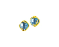 Outlet Apart Kolczyki z żółtego złota z diamentami i topazem London Blue - próba 585