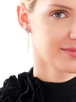 Hot Apart Kolczyki z żółtego złota z diamentami i topazami - próba 375