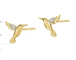 Best Apart Kolczyki z żółtego złota z diamentami - koliber - 0,01 ct - próba 375