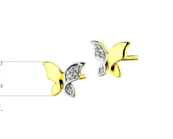 Apart Kolczyki z żółtego złota z diamentami - motyle - 0,02 ct - próba 375< Kolczyki Z Diamentami