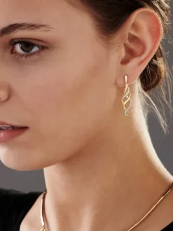 Sale Apart Kolczyki z żółtego złota z diamentami - 0,13 ct - próba 585