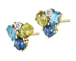Online Apart Kolczyki z żółtego złota z diamentami, peridotami i topazami - próba 375