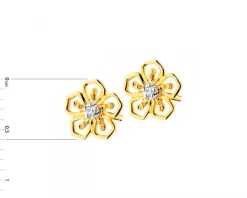 Clearance Apart Kolczyki z żółtego złota z diamentami - kwiaty - 0,01 ct - próba 375