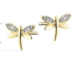 Apart Kolczyki z żółtego złota z diamentami  - ważki - 0,02 ct - próba 375< Kolczyki Z Diamentami
