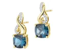 Apart Kolczyki z żółtego złota z diamentami i topazami London Blue - próba 585< Wszystkie