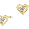 Apart Kolczyki z żółtego złota z diamentami - serca - 0,03 ct - próba 585< Kolczyki Z Diamentami