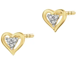Apart Kolczyki z żółtego złota z diamentami - serca - 0,03 ct - próba 585< Kolczyki Z Diamentami