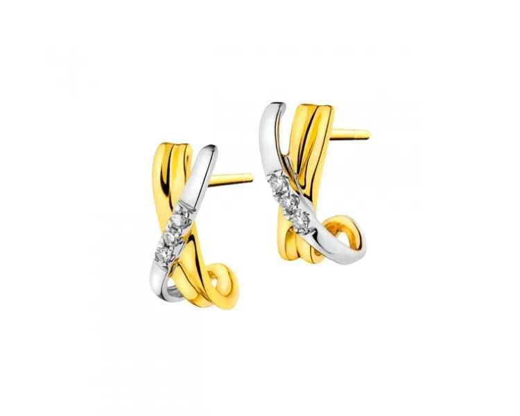 Apart Kolczyki z żółtego złota z diamentami - 0,03 ct - próba 585< Kolczyki Z Diamentami