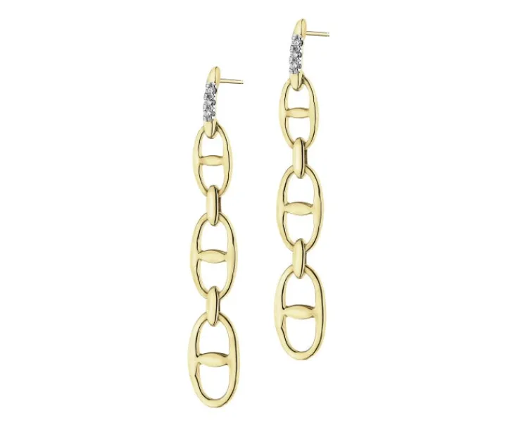 Sale Apart Kolczyki z żółtego złota z diamentami - 0,02 ct - próba 375