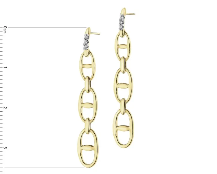 Sale Apart Kolczyki z żółtego złota z diamentami - 0,02 ct - próba 375