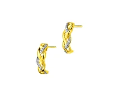 Online Apart Kolczyki z żółtego złota z diamentami - 0,02 ct - próba 585