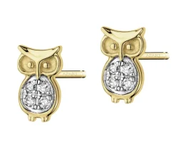 Apart Kolczyki z żółtego złota z diamentami - sowy - 0,03 ct - próba 375< Wszystkie
