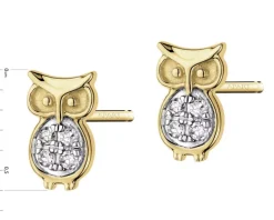Apart Kolczyki z żółtego złota z diamentami - sowy - 0,03 ct - próba 375< Wszystkie