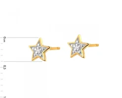 Clearance Apart Kolczyki z żółtego złota z diamentami - gwiazdy - 0,005 ct - próba 375