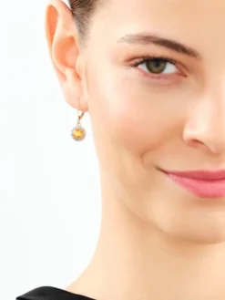 New Apart Kolczyki z żółtego złota z diamentami i cytrynami - próba 585