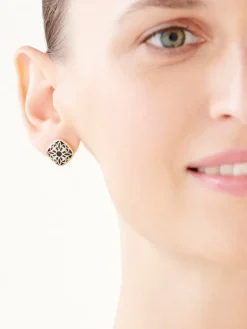 Apart Kolczyki z żółtego złota z diamentami i onyksami - próba 375< Kolczyki Z Diamentami