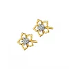 Apart Kolczyki z żółtego złota z diamentami - kwiaty - 0,006 ct - próba 585
