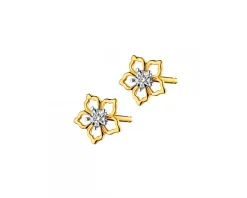 Apart Kolczyki z żółtego złota z diamentami - kwiaty - 0,006 ct - próba 585