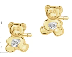 Sale Apart Kolczyki z żółtego złota z diamentami - misie - 0,004 ct - próba 585