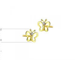 Apart Kolczyki z żółtego złota z diamentami -  motyle - 0,006 ct - próba 375< Kolczyki Z Diamentami