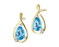 Discount Apart Kolczyki z żółtego złota z diamentami i topazami - próba 375
