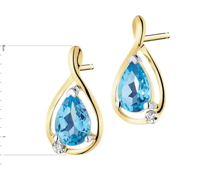 Discount Apart Kolczyki z żółtego złota z diamentami i topazami - próba 375