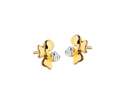 Discount Apart Kolczyki z żółtego złota z diamentami - aniołki, serca - 0,006 ct - próba 585