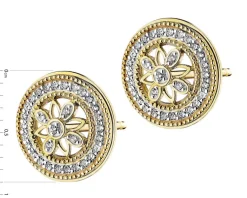 Best Apart Kolczyki z żółtego złota z diamentami - rozety - 0,09 ct - próba 585