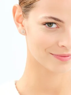 Best Apart Kolczyki z żółtego złota z diamentami - rozety - 0,09 ct - próba 585