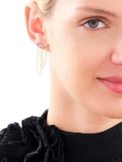 Hot Apart Kolczyki z żółtego złota z diamentami i topazami - próba 375