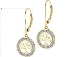 Apart Kolczyki z żółtego złota z diamentami - drzewka - 0,15 ct - próba 585< Kolczyki Z Diamentami