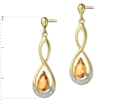 Discount Apart Kolczyki z żółtego złota z diamentami i cytrynami - próba 375