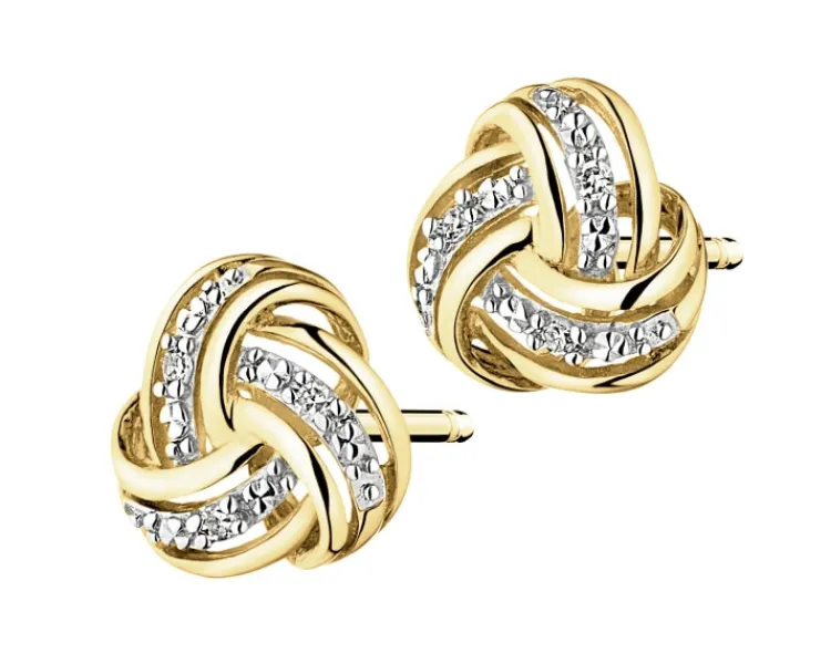 Best Apart Kolczyki z żółtego złota z diamentami - 0,01 ct - próba 375