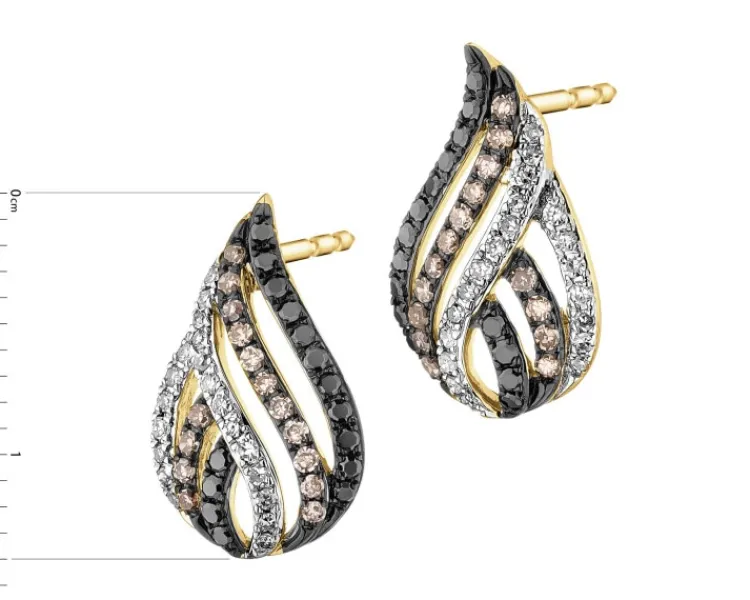 Discount Apart Kolczyki z żółtego złota z diamentami - 0,35 ct - próba 585